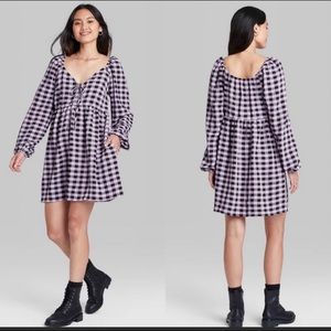 Wild fable women gingham dress size S new